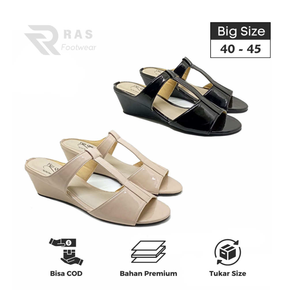 Sandal Wanita Ukuran Jumbo 40-45 | Sendal Wedges Heels Cewek Formal Kasual