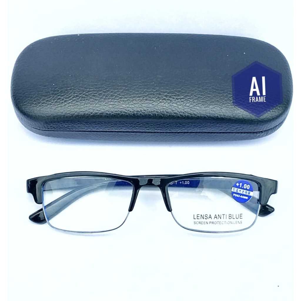 kacamata baca kacamata plus ukuran plus 1.00 sampai plus 3.00 lensa anti radiasi free box dan lap