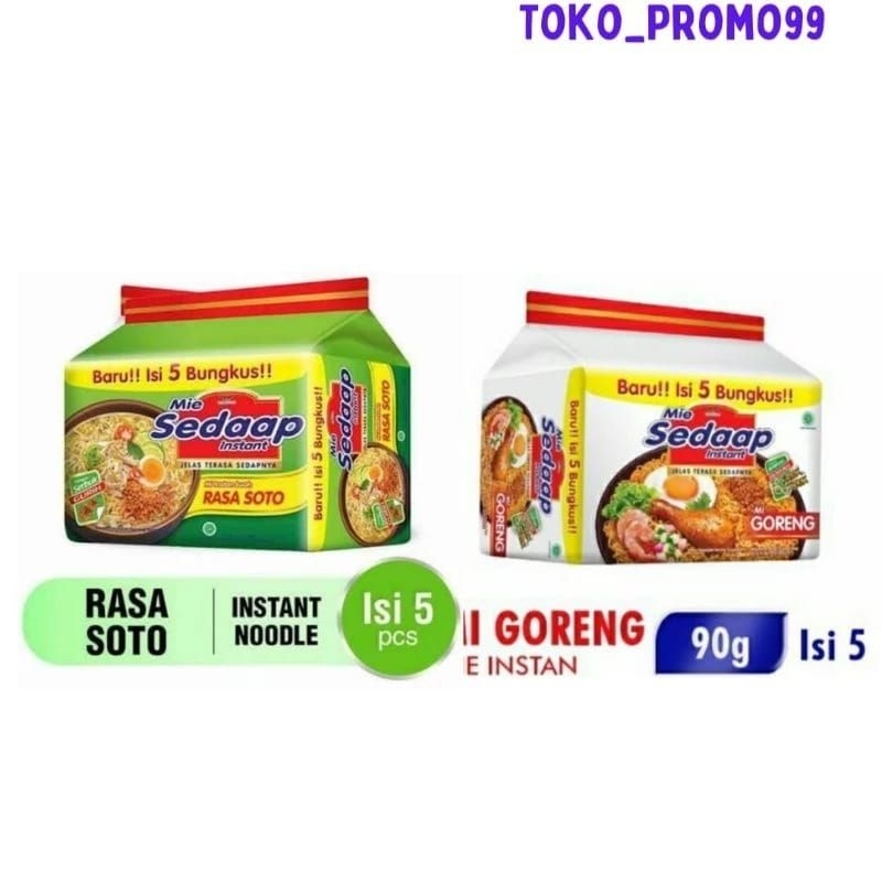 

Mie Sedaap Soto 75 gr isi 5 + Mie Sedaap Goreng 90 gr isi 5