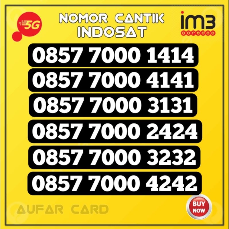 Nomor Cantik Indosat im3 7000 2424 ABAB 1414 4141 3131 3232 4242