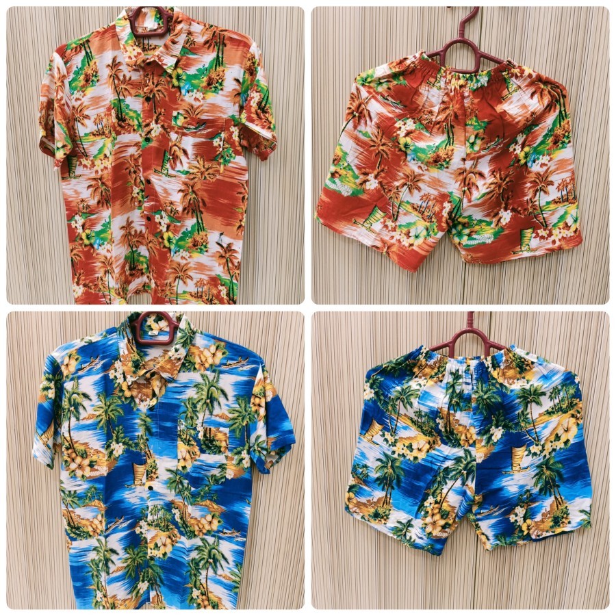 Setelan baju pantai anak laki-laki/setelan kemeja pantai/setelan baju