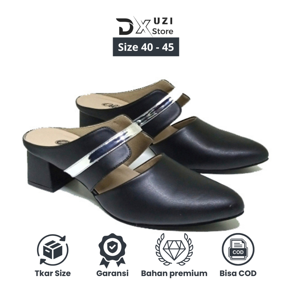 Sepatu Sandal Wanita Formal Pesta Ukuran Jumbo Heels Casual Bustong Mules Cewek