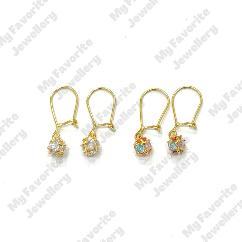 Anting Gantung Permata Bulat EMAS ASLI Kadar 875 20K