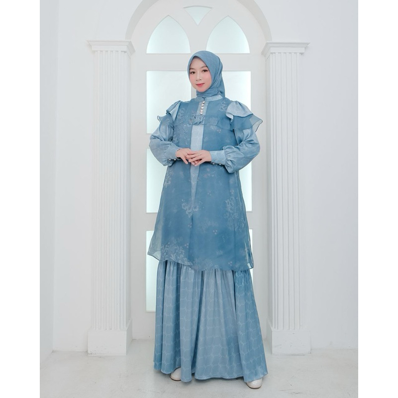 Hanna Organza Print Dress + Hijab Set