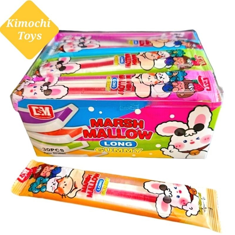 

NEW Cemilan DSM Marshmallow Long Gummy Box Isi 30 Marsh Mallow Jelly Chewy Jeli Aneka Rasa Buah