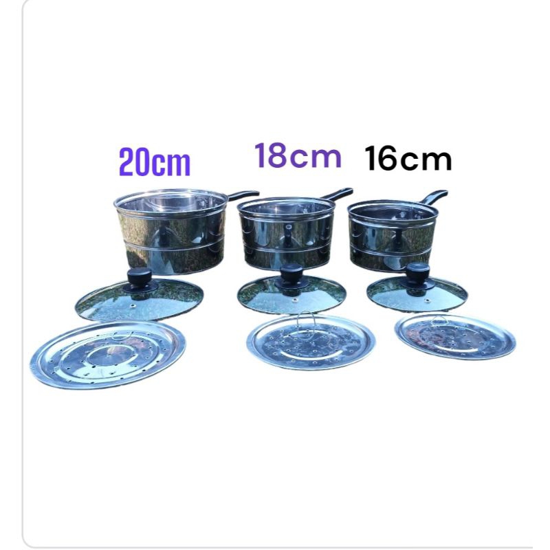 Panci kukus steamer tutup kaca, Milkpot Steamer tutup kaca, panci multifungsi, panci lokal murah