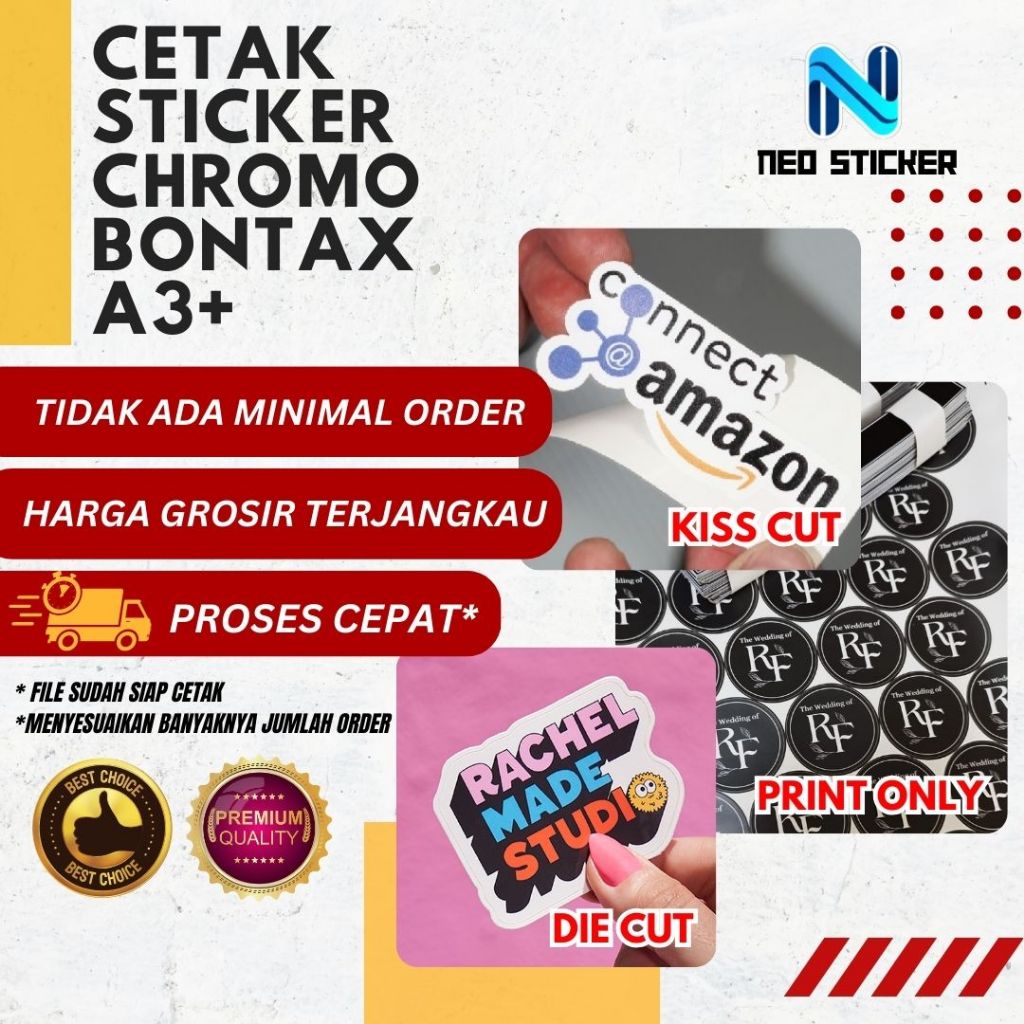 

[Grosir] Cetak Sticker Chromo Bontax A3+ Kisscut || Cetak Sticker Label Kisscut