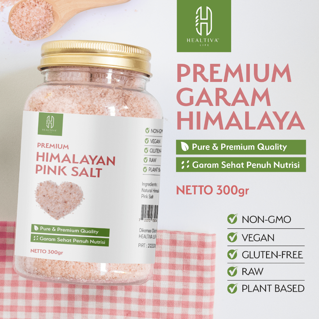 

HEALTIVA Garam Himalaya Original 300gr PREMIUM Himalayan Salt Organic / Himsalt ASLI Pink Salt MPASI