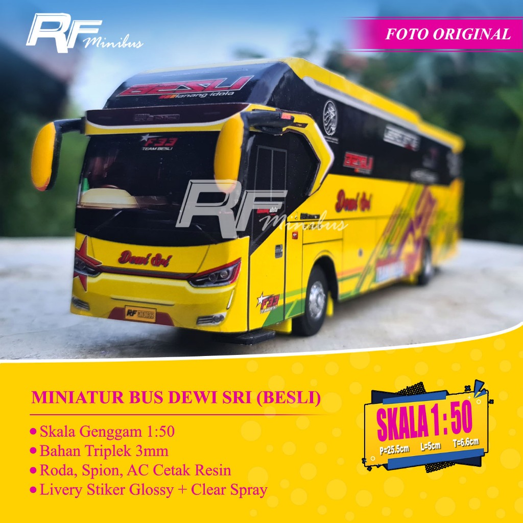 Miniatur Bus Dewi Sri (Besli F33+) Skala 1:50