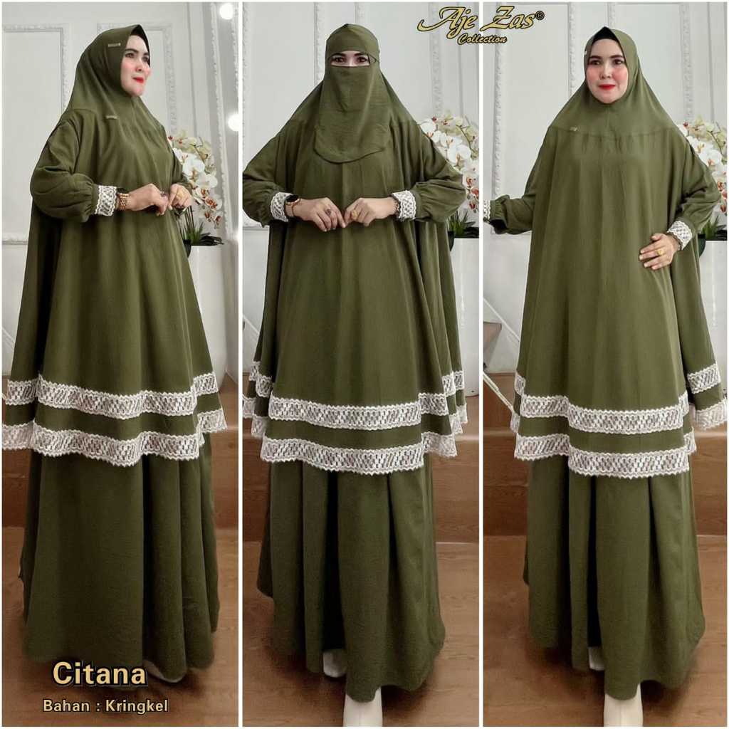 BISA COD Set Gamis Syari Renda Kode CITANA Bahan Kringkel Premium By Ory AjeZas Collection