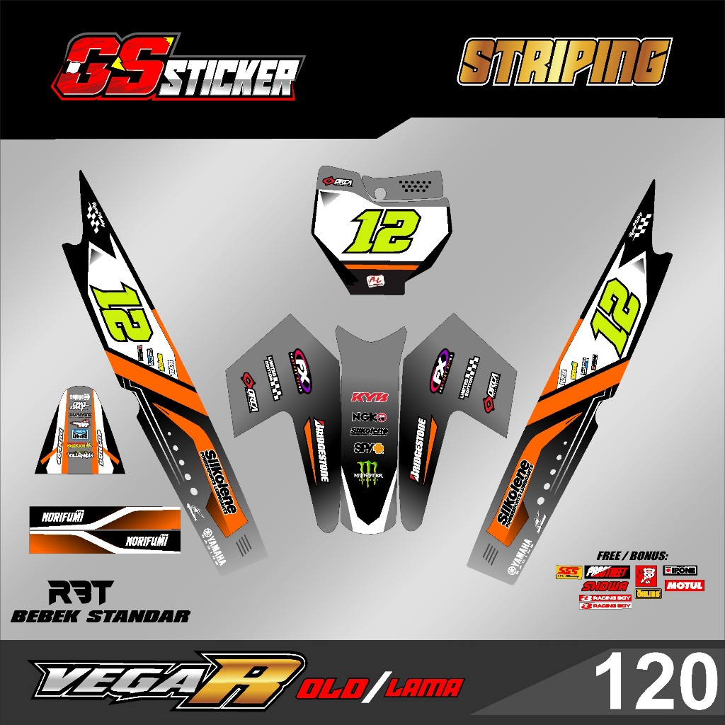 STICKER STRIPING MOTOR RBT VEGA OLD RBT BEBEK MODIF SUPERMOTO RBT new terbaru RBT GS 120