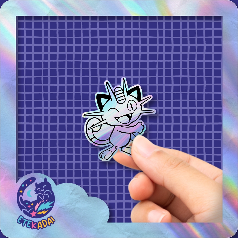 

Stiker Hologram Anime Game Pokemon Meowth
