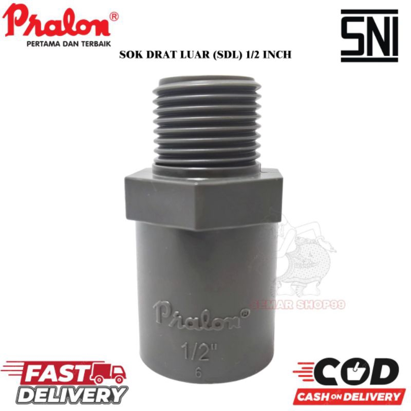 SDL SOK DRAT LUAR 1/2"INCHI AW MEREK PRALON/FAUCET SOCKET 1/2" AW/SOK DRAT LUAR 1/2 AW PVC SAMBUNGAN