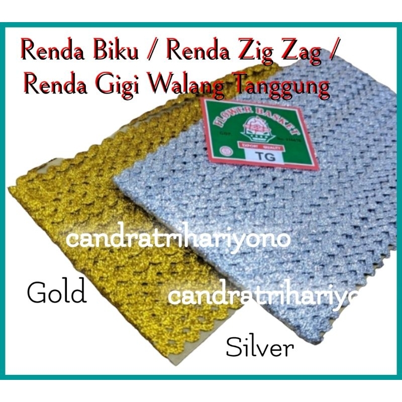 Renda Zig Zag Tanggung Gold dan Silver/Renda Biku Gold dan Silver/Renda Gigi Walang Tanggung Gold da
