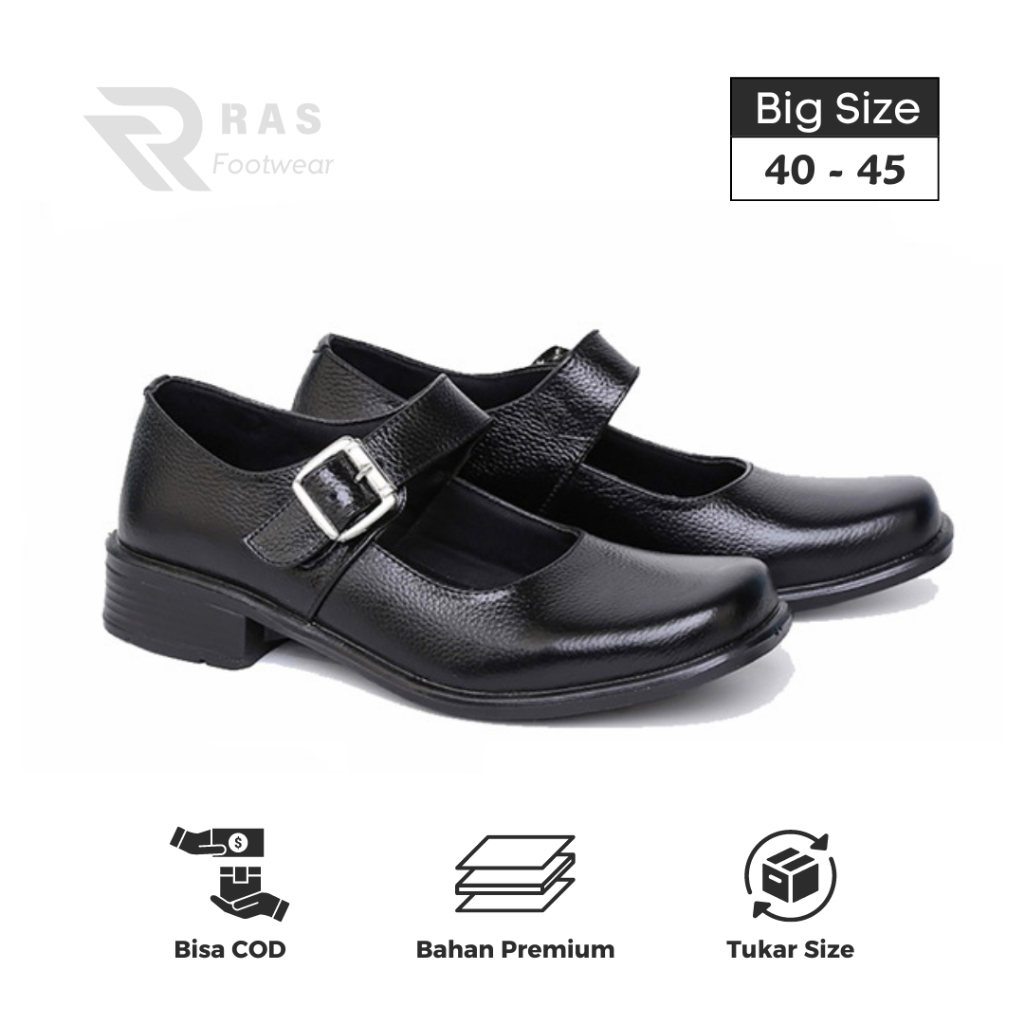Sepatu Pantofel Ukuran Jumbo 40 41 42 43 44 45 | Sepatu Wanita Formal Kerja Sekolah | RAS Bertha
