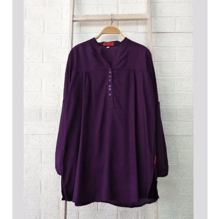 ATASAN WANITA JUMBO BLUS BIG SIZE BLOUSE POLOS UNGU TUA M.L.XL.3L.4L.5L.6L