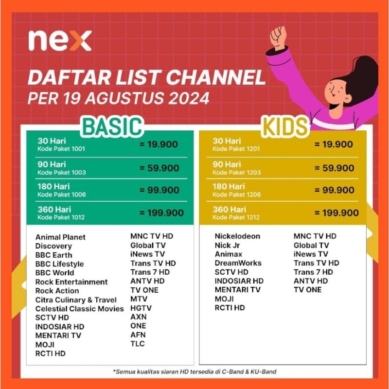 Nex Parabola paket Basic 180/360 Hari