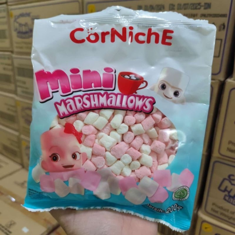 

MARSHMALLOW MINI CORNICHE PINK WHITE 200GR