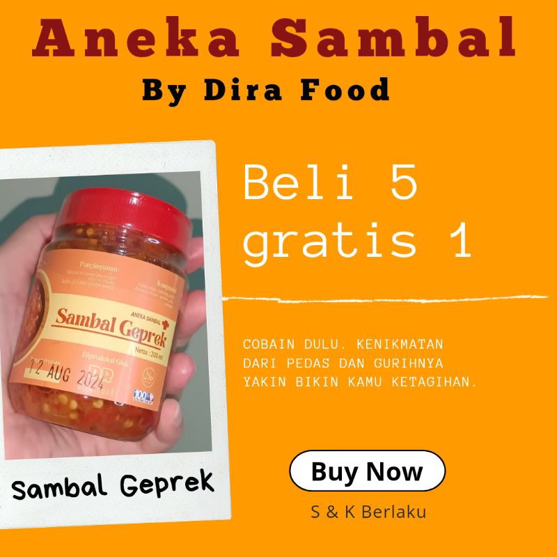 

(Buy 5 Get 1 Free) Sambal Geprek Pedas & Gurih Enak, Aneka Sambal Fresh by Dira Food