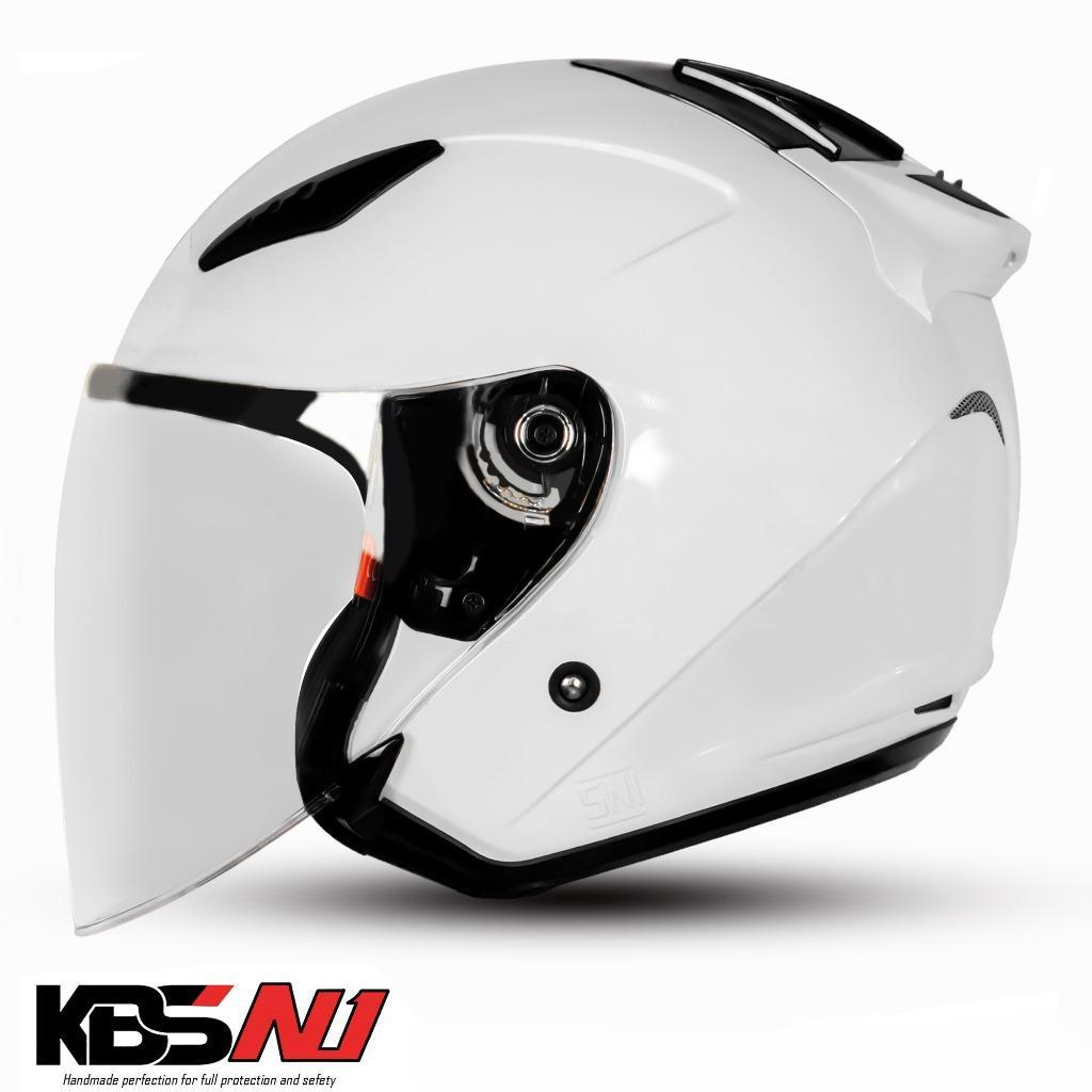 Helm Half Face KBS GALAXY N1 WHITE / Visor Bening / Helm Dewasa Untuk Pria Dan Wanita SNI COD- Motor