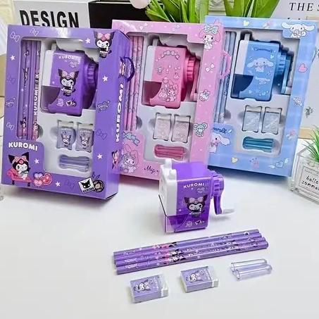 

Kuromi Cartoon Stationery Set Gift Box Creative Learning Stationery Hand Shake Pencil Sharpener Eraser Set Birthday Gift Box