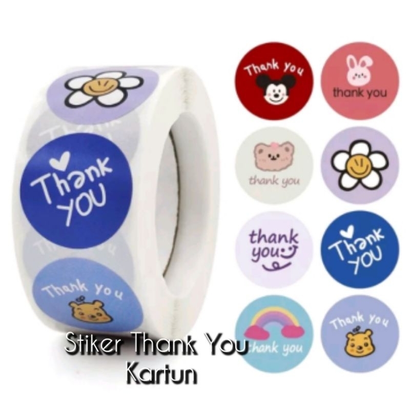 

(1 Roll / 500 pcs ) Stiker Thank You Motif