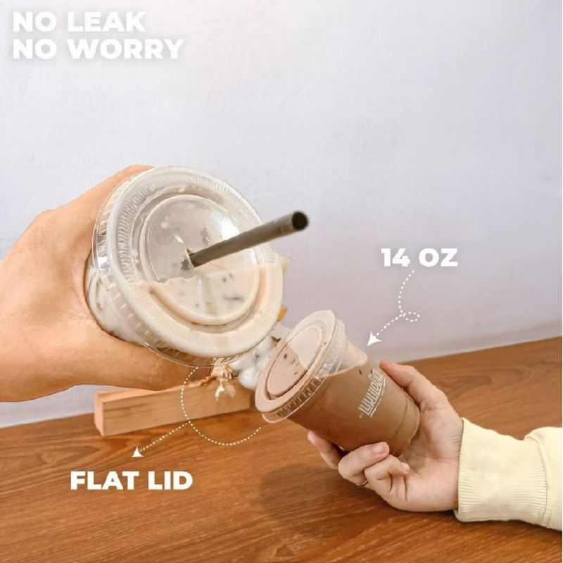 Cup gelas 14 oz Tutup LID Anti tumpah
