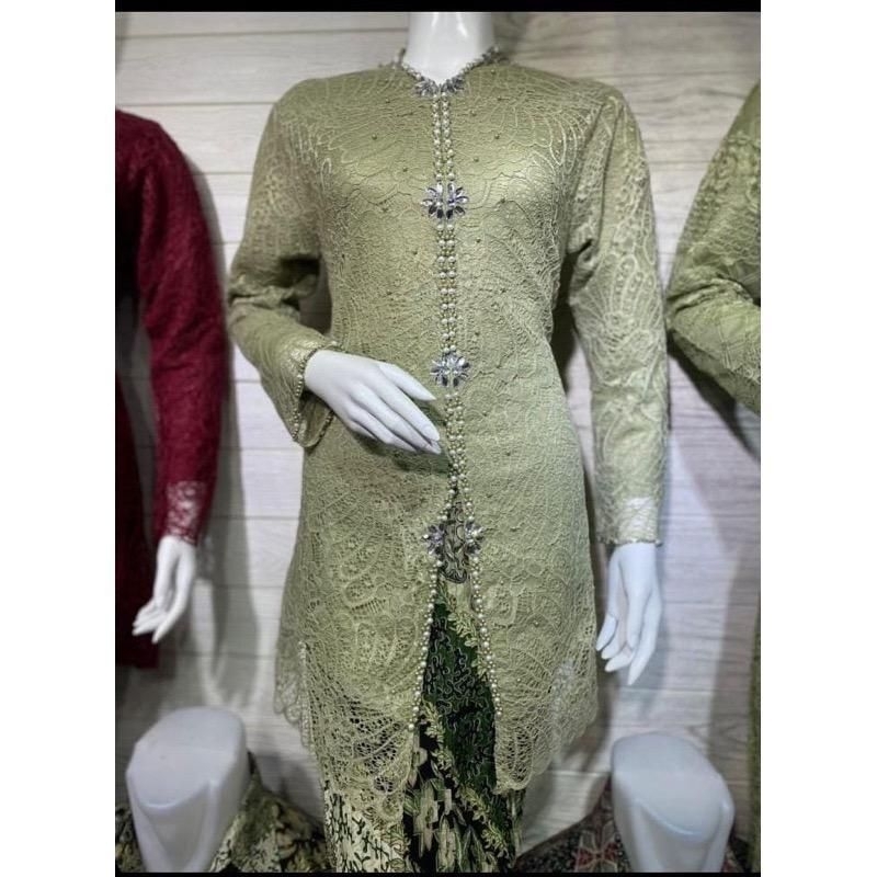 Setelan kebaya Encim Brukat kebaya Busui setelan kebaya wanita rok batik baju adat wanita baju bruka