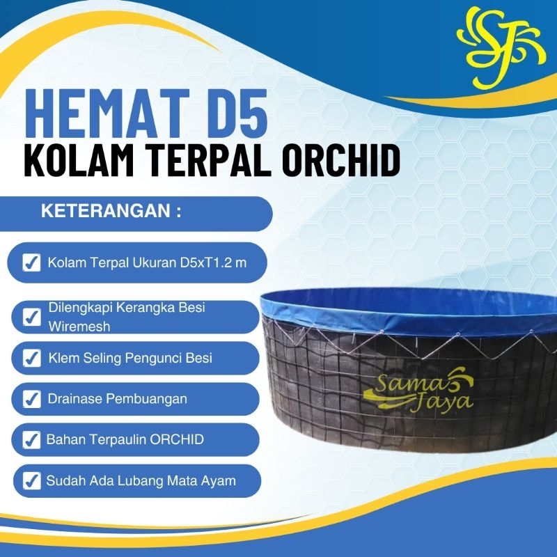 Kolam Terpal Bulat D5 Paket Hemat - Kolam Ikan Bundar - Terpal Orchid