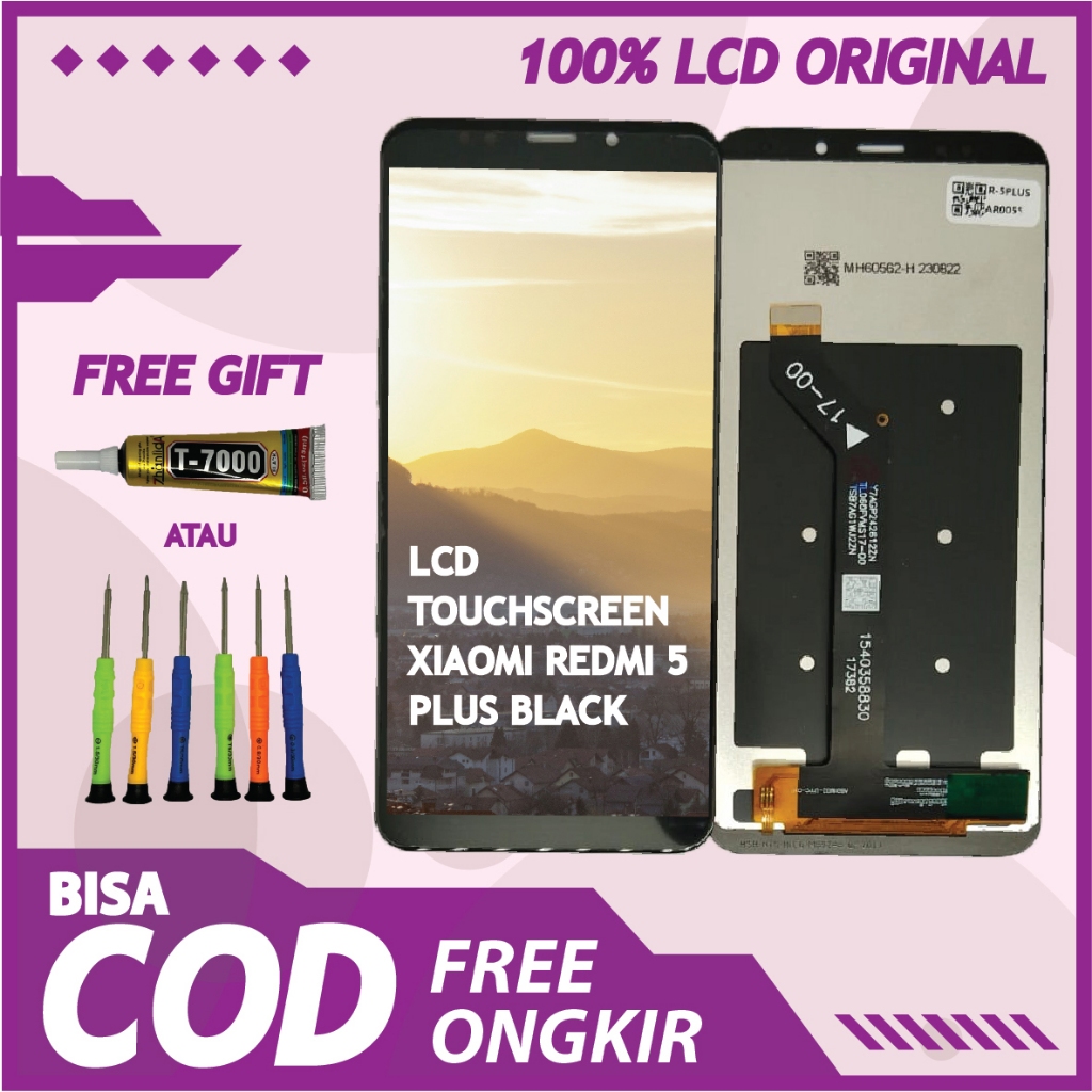 【ORIGINAL 100%】LCD TOUCHSCREEN XIAOMI REDMI 5 PLUS BLACK  FULLSET TOUCHSCREEN / ORIGINAL100%
