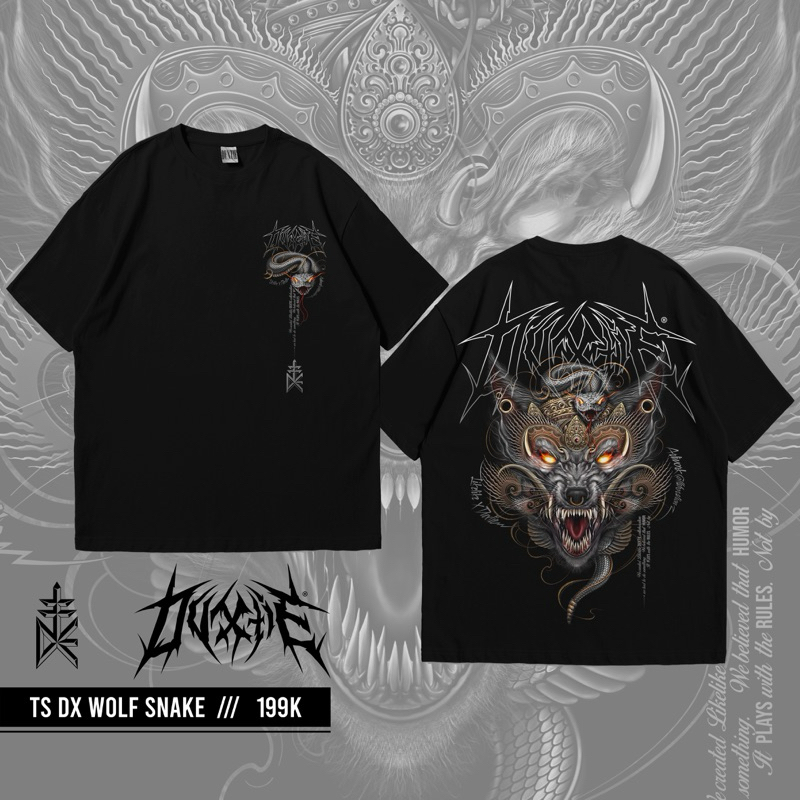 KAOS PRIA DUXTIE ARTWORK // TS DX WOLF SNAKE BALINESE ORIENTAL