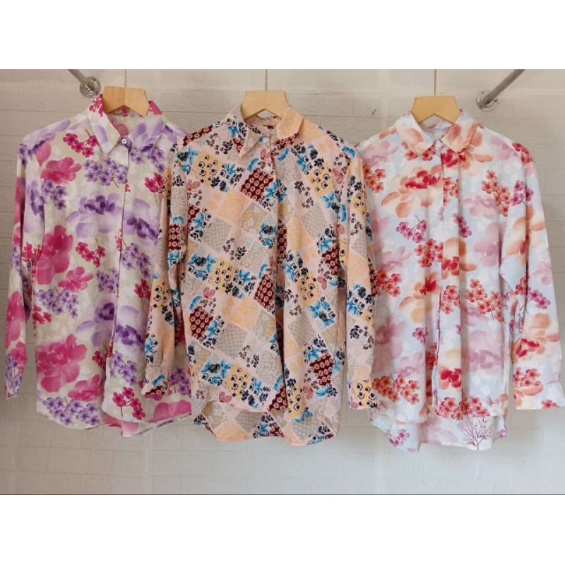 Kemeja wanita motif bunga # Kemeja viral # Bluse korea