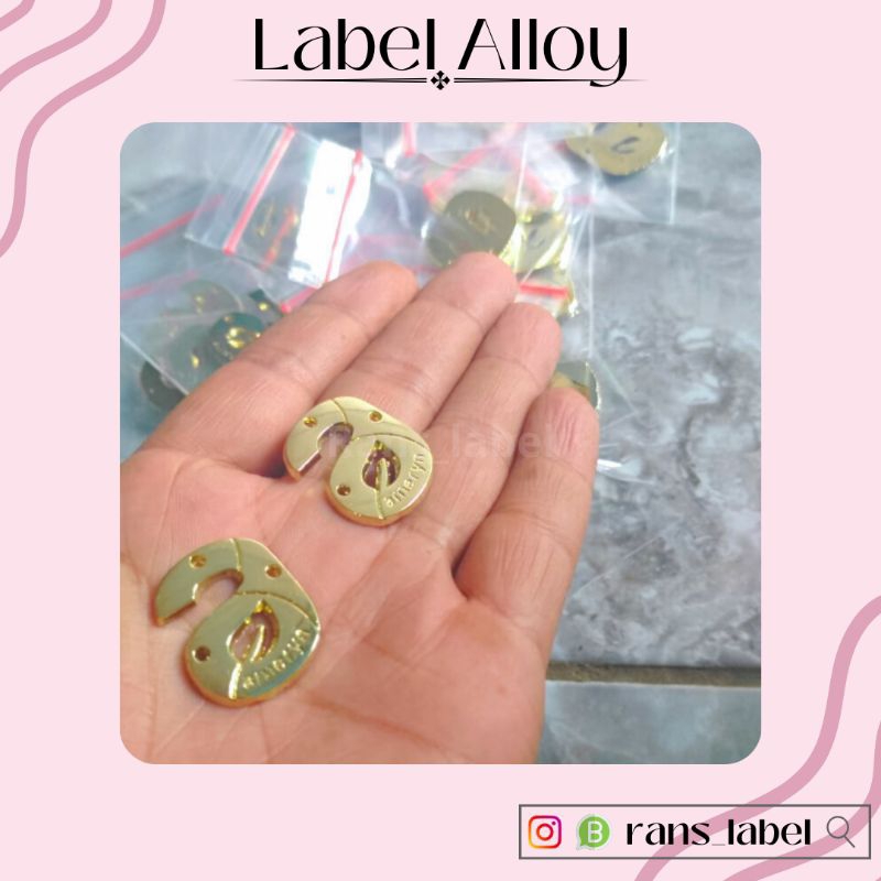 Label Plat 3,5x1 atau 2cm timbal balik Hijab/pakaian/aksesoris/jepitan rambut