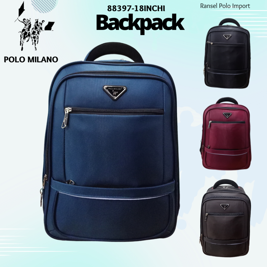 Ransel Laptop Import POLO MILANO 88397-18inchi ORIGINAL Ransel Anti Air EXPANDEBLE