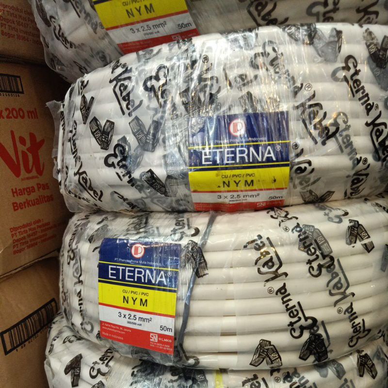 NYM 3x2,5mm ETERNA 50M ORI KABEL LISTRIK 3x2,5 isi 3 kabel 2,5mm eterna
