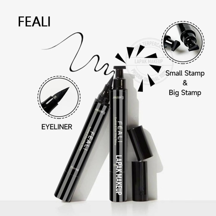 [BPOM] Feali Eyeliner Stamp 2in1 Waterproof Liquid Duo Eyeliner Wing With Stamp Big Small Besar Keci