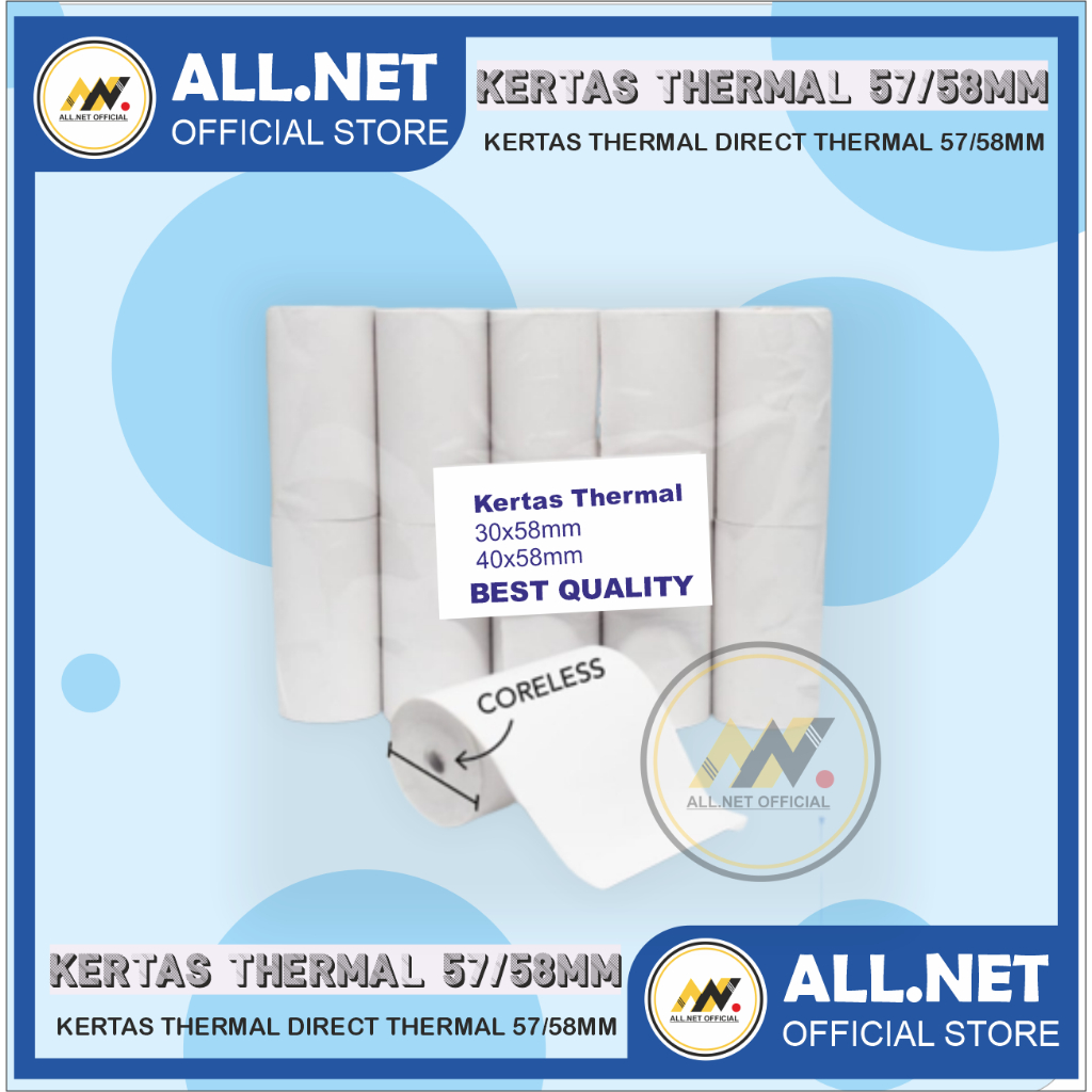 

Kertas Thermal 1 Pack isi 10 Roll Direct Thermal 57 / 58mm