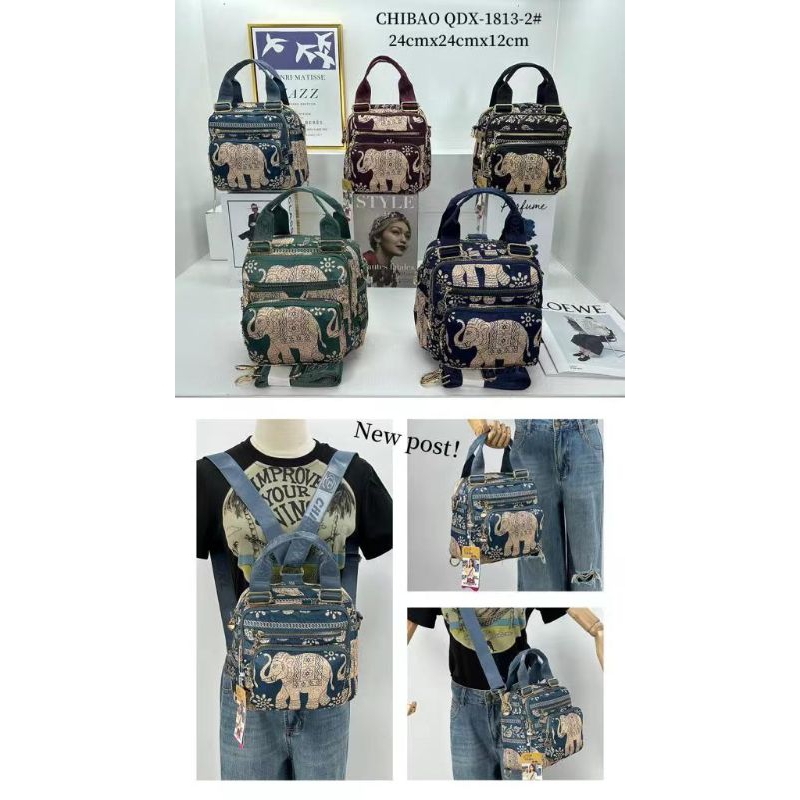 Chibao Tas Selempang Ransel Wanita 3in1 Motif Gajah Thailand Parasut Original Import 1813-2
