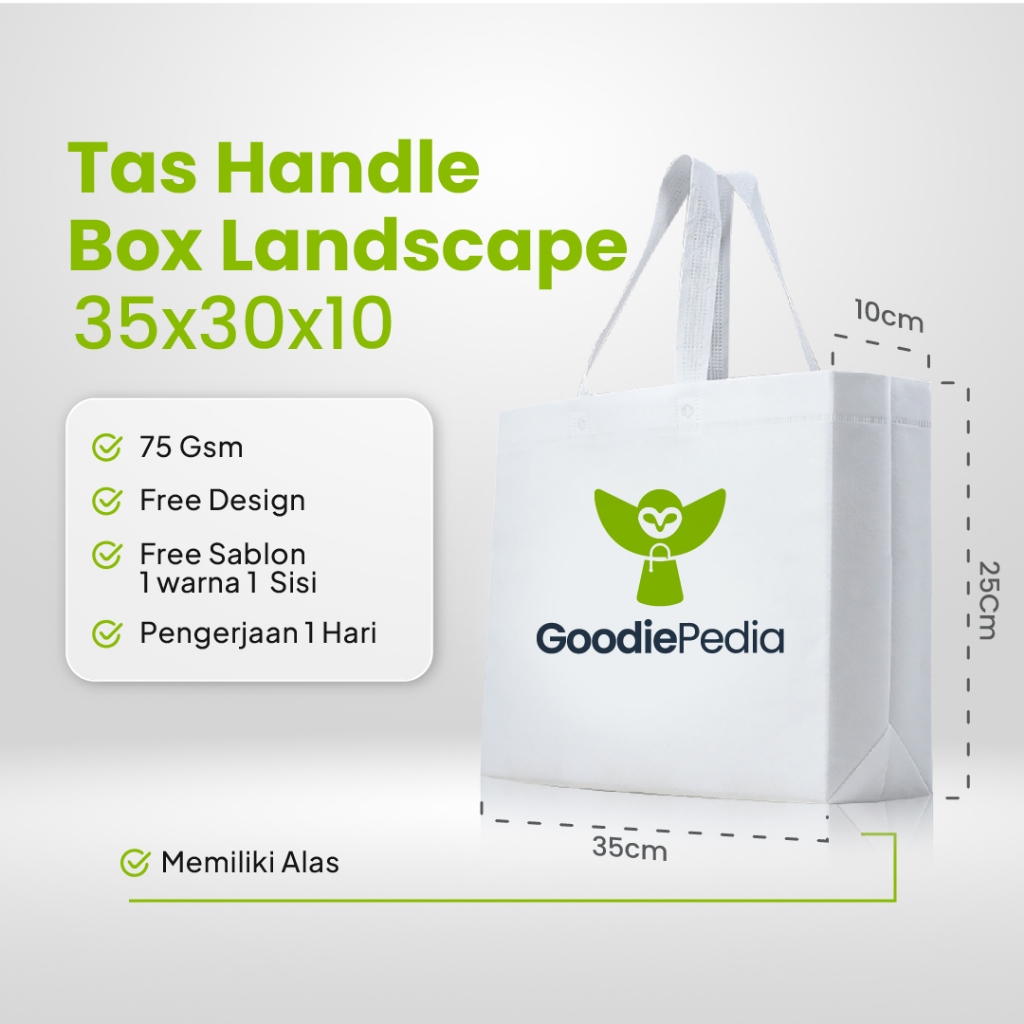 

Tas Spunbond Lipat 35x30 Box Landscape Custom Sablon - Pilihan Tepat untuk Acara & Keperluan Khusus
