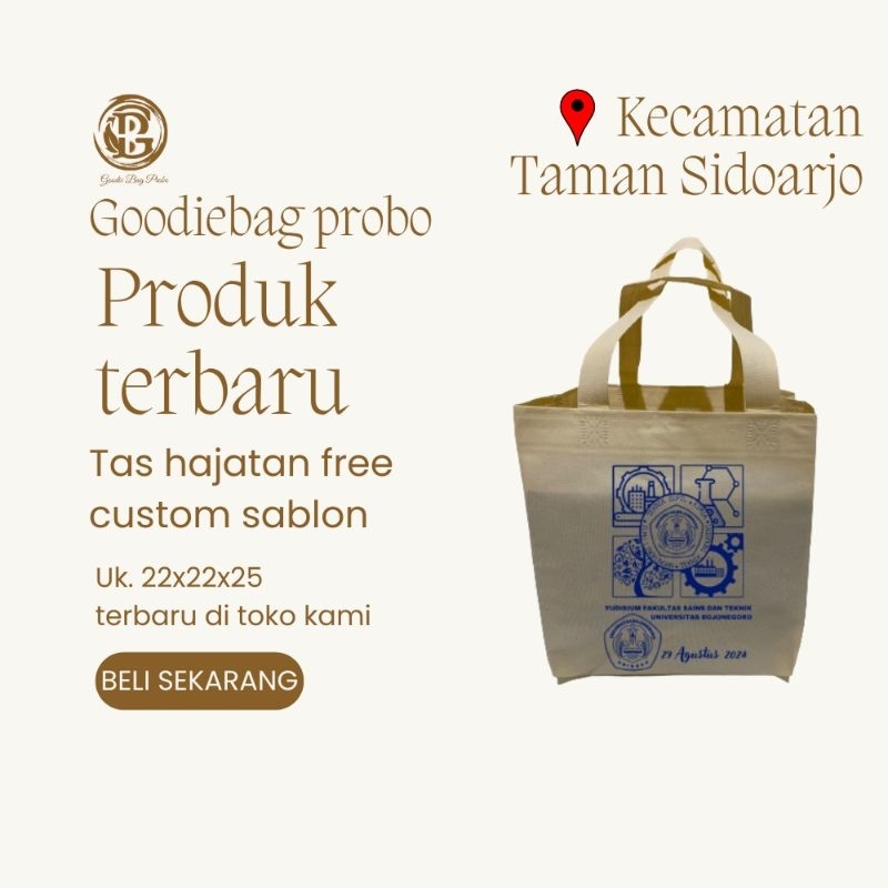 

goodiebag custom sablon UK 22x22x25/tas hajatan model box plus sablon/tas sepundbon sablon