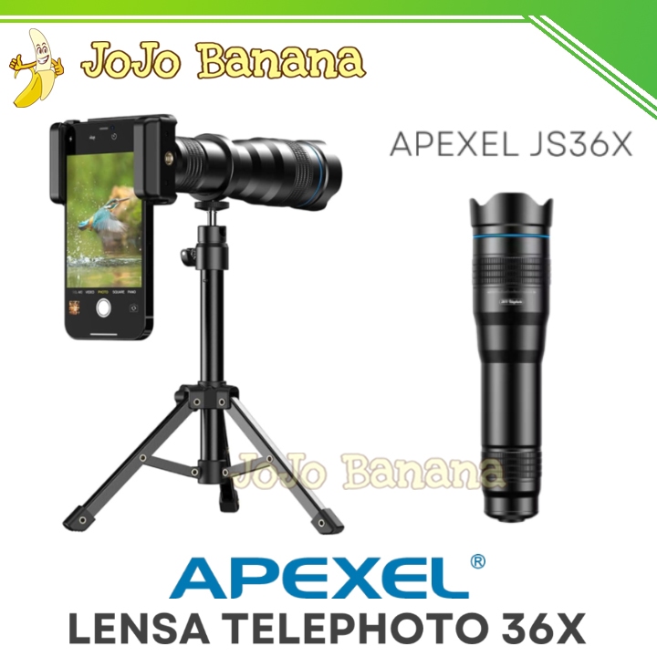 APEXEL 36X ORIGINAL Lensa Smartphone Telephoto Monocular Zoom 36X with Tripod Body Metal
