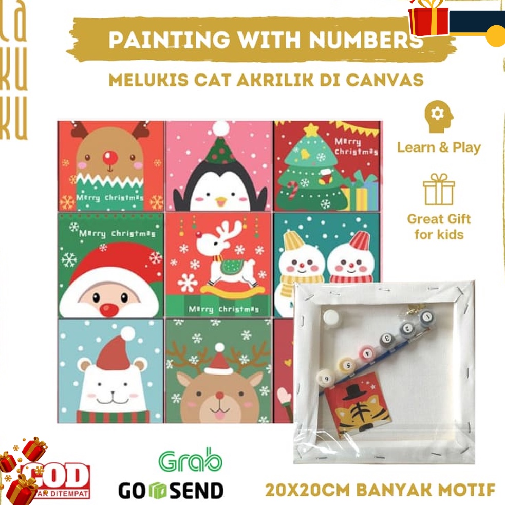 

TRENDY Kuinsa Gallery Set Kanvas Lukis 2 x 2cm 6 Cat Akrilik 2 Kuas Brush Mixing Pallete Perlengkapan Melukis Mewarnai