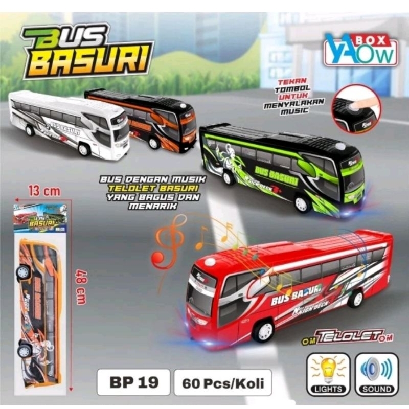Mainan bus telolet basuri nyala dan suara
