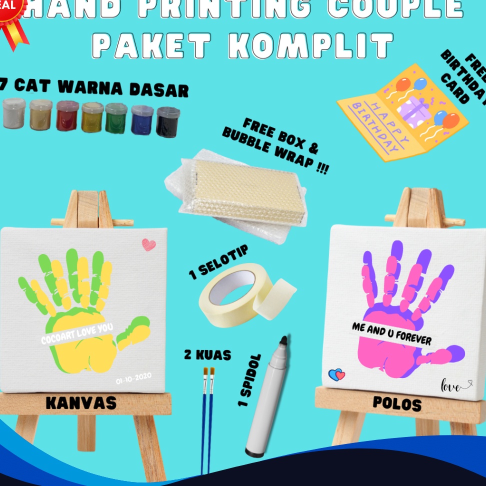 

PROMO AKHIR BULAN DIY Handprint Painting Kit l Hand Painting Kit Couple Valentine Edition