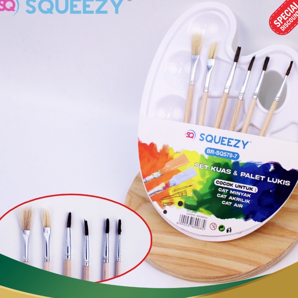 

DISKON NATAL Set Kuas Cat Air Painting Brush Kuas Lukis Squeezy Isi 6 Pcs