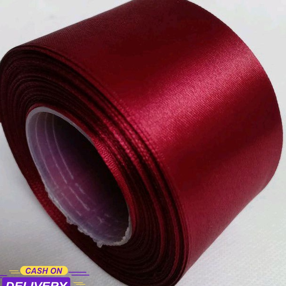 

TRENDY Pita satin merah maron 2 inch 5 cm Per roll