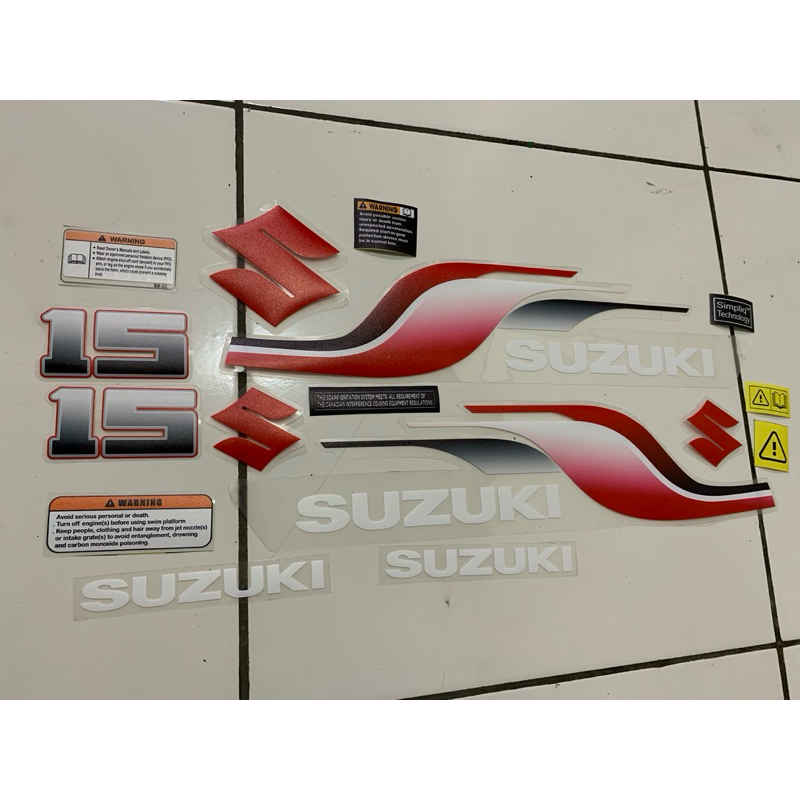STICKER MESIN TEMPEL SUZUKI 15pk DASAR BENING