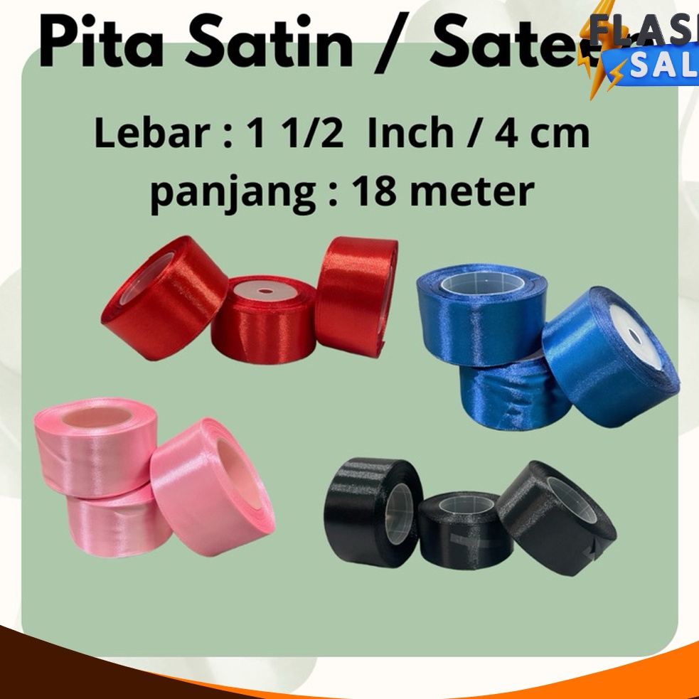 

KUALITAS TAK TERKLAHKAN Pita Satin 1 12 inch 4cm 1 Roll 18 meter Pita Sateen pita kado pita hadiah