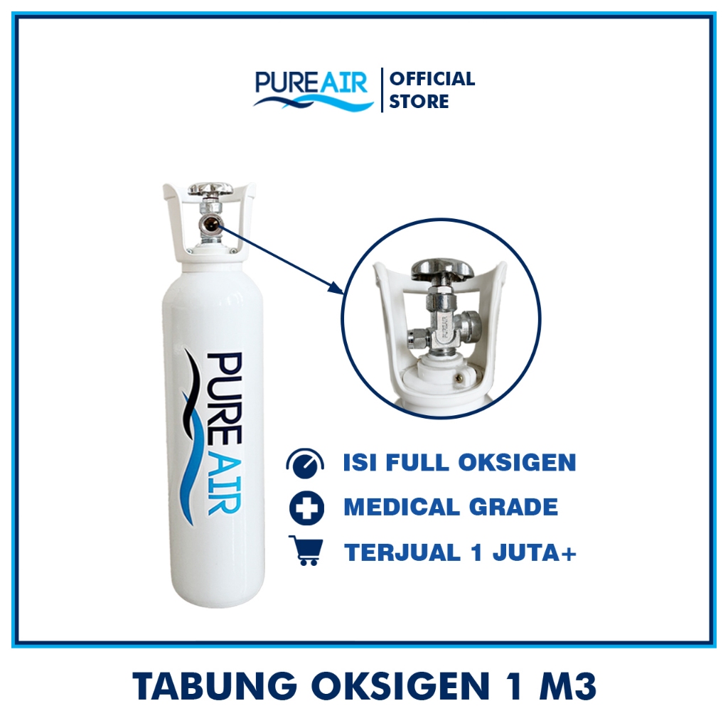 SAHANEKA2 - PUREAIR TABUNG OKSIGEN 1M3 ISI ULANG PORTABLE OXYGEN CYLINDER THERAPY