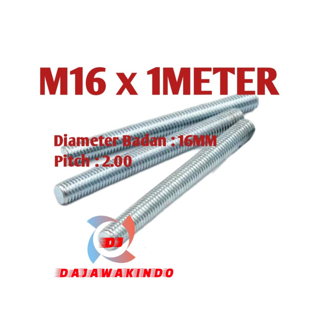 Asdrat Galvanis M16 x 1 Meter / Long Drat Galvanis Putih M16 x 1 Meter